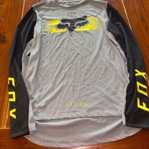 Fox Men’s Gray and Black Long-Sleeve Jersey with Yellow Accents